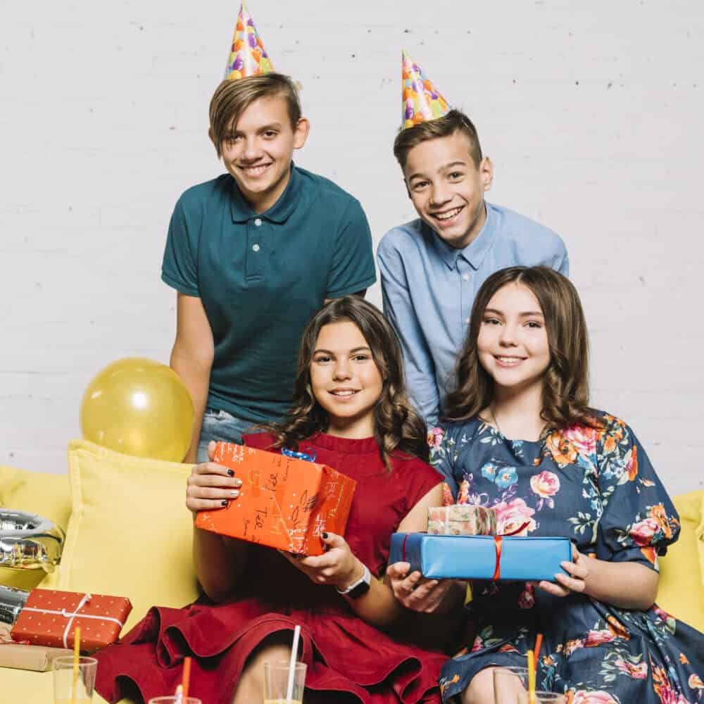 group teenagers birthday party home